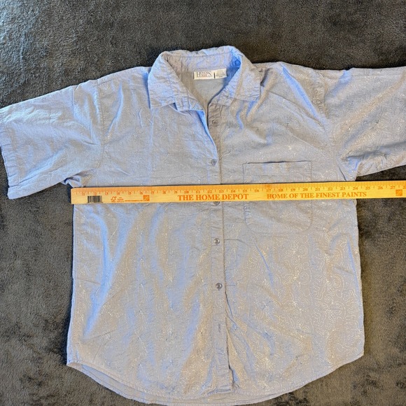 Vintage 90s Honors Plus Size 20W Embroidered 100% Cotton Button-Down Light Blue - Picture 4 of 6